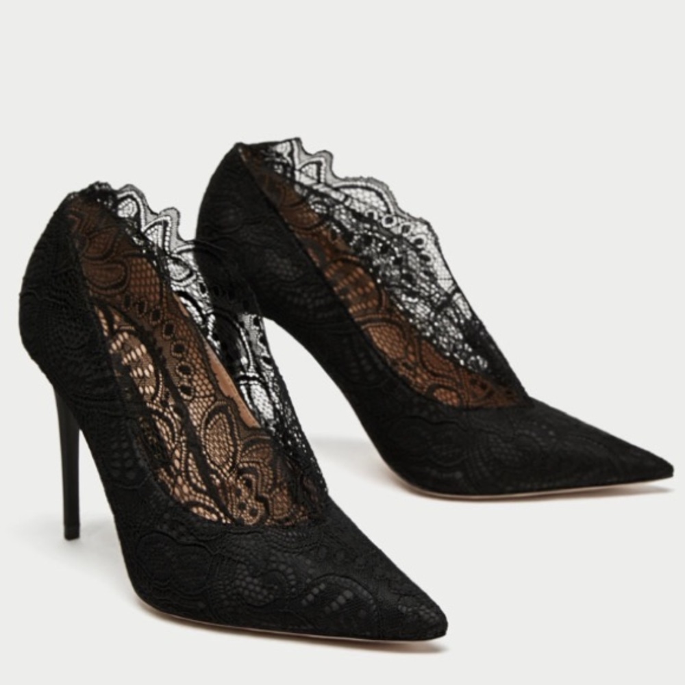 ZARA High heel lace court shoes